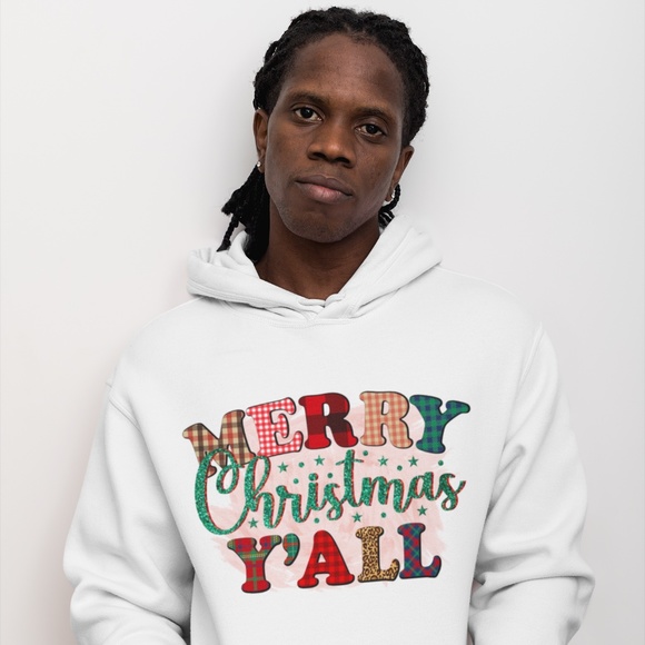 MERRY CHRISTMAS Y'ALL: UNISEX CUSTOM HOODIE - Picture 1 of 5